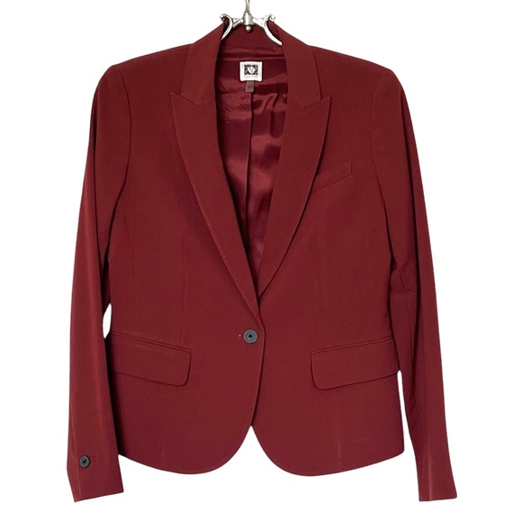 Anne Klein Burgundy/Cooper Single Breasted Blazer Size 4 - Picture 1 of 13